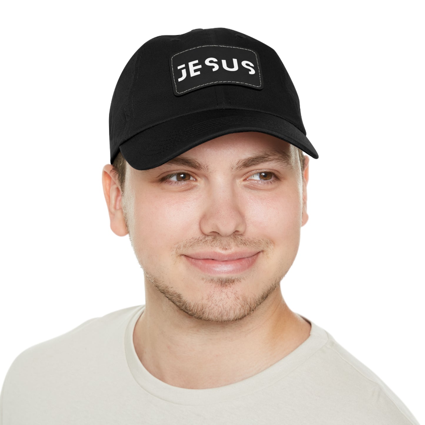 Jesus Dad Hat with Leather Patch (Rectangle)