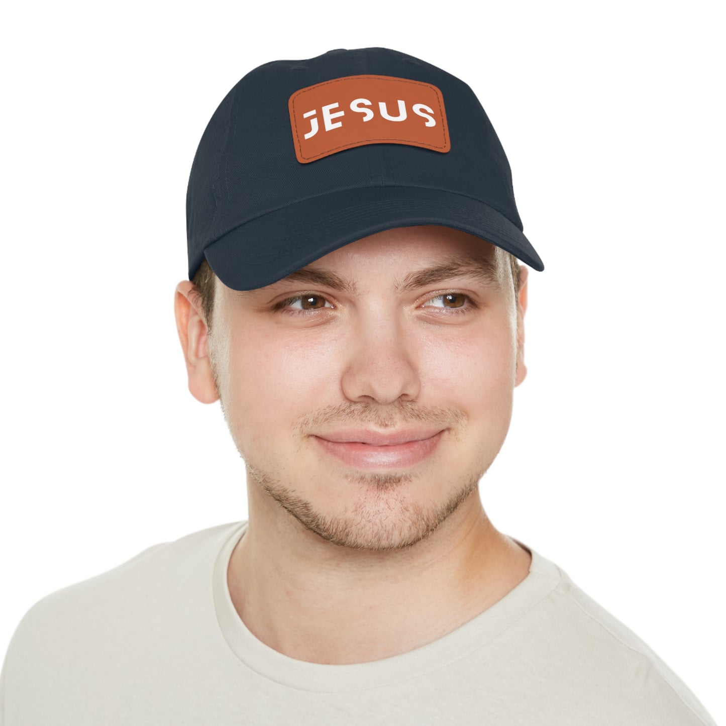 Jesus Dad Hat with Leather Patch (Rectangle)